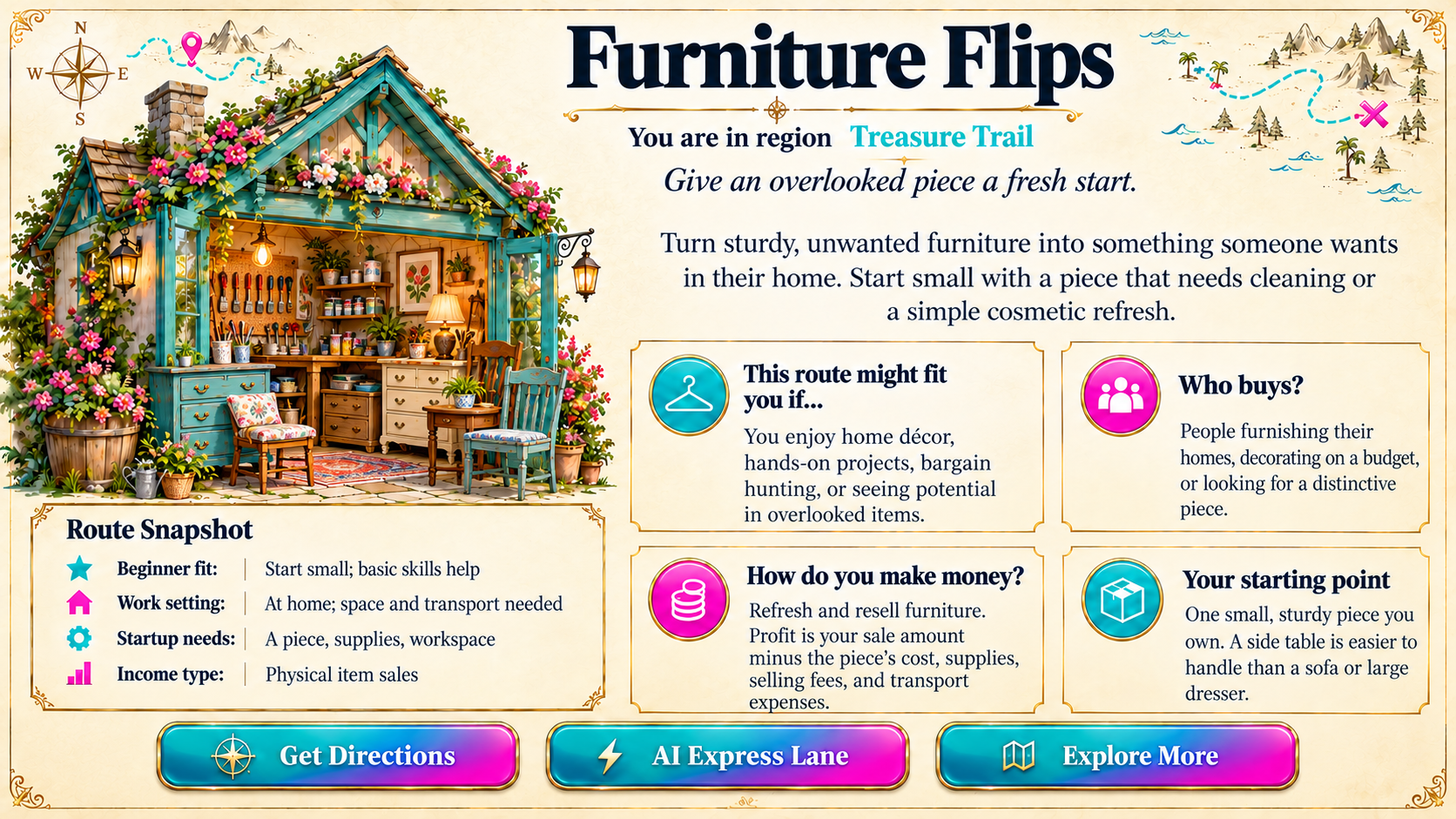 Furniture Flips — Route Overview original artwork