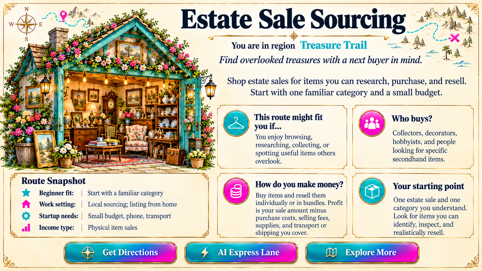 Estate Sale Sourcing — Route Overview original artwork