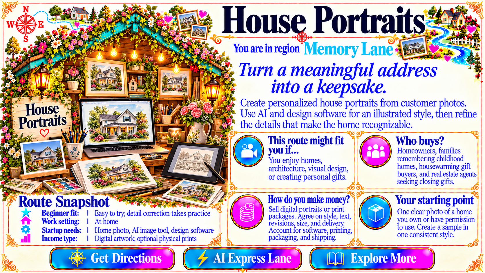 House Portraits — Route Overview original artwork