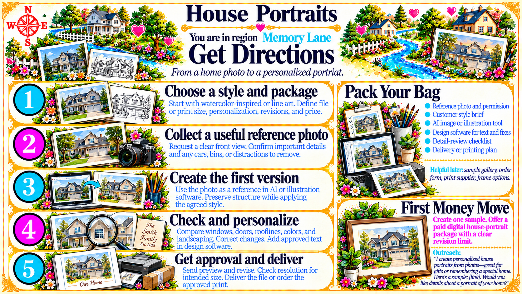 House Portraits — Get Directions original artwork