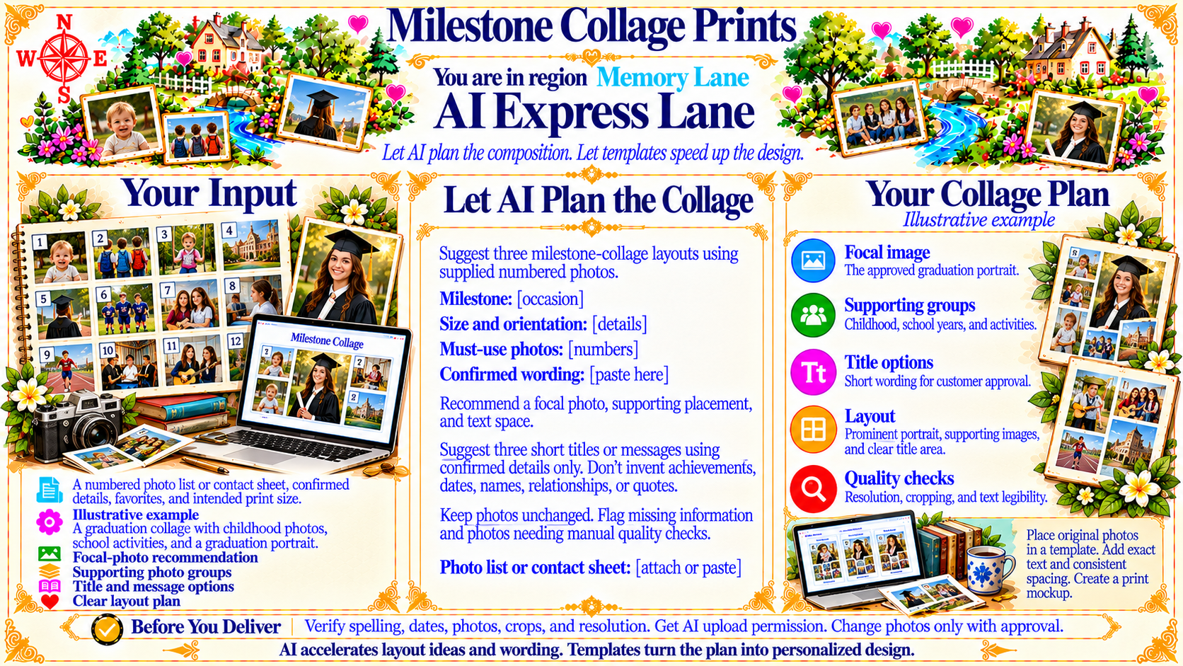 Milestone Collage Prints — AI Express Lane original artwork