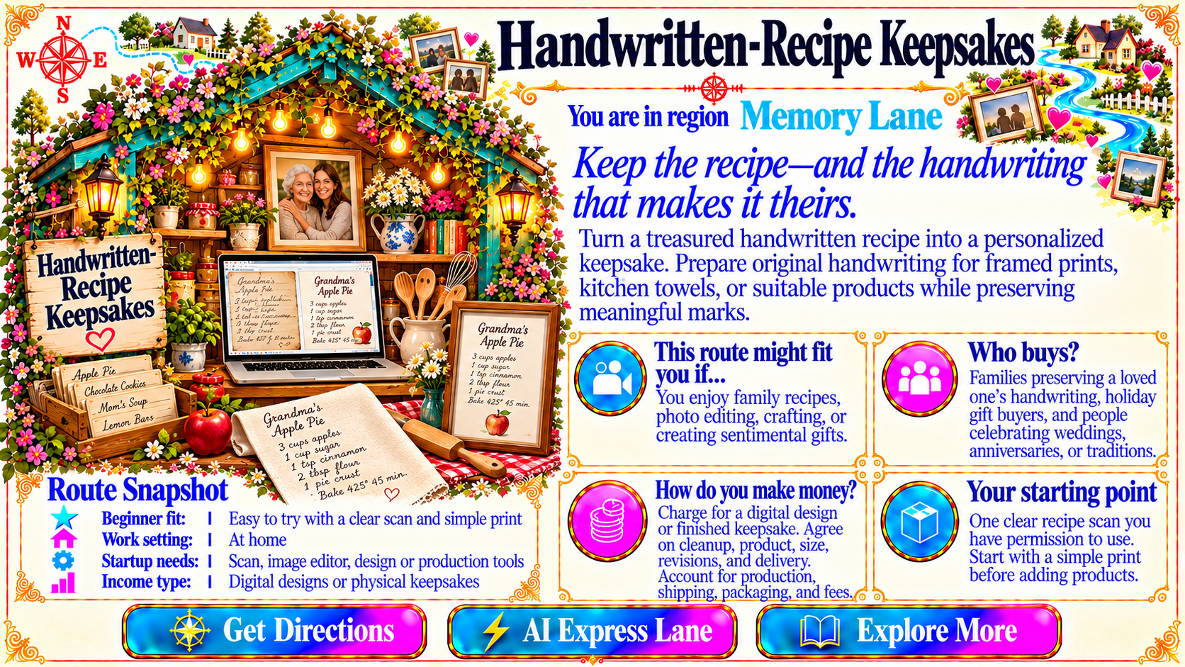Handwritten Recipe Keepsakes — Route Overview original artwork