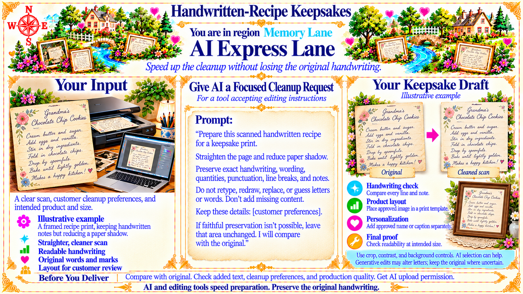 Handwritten Recipe Keepsakes — AI Express Lane original artwork