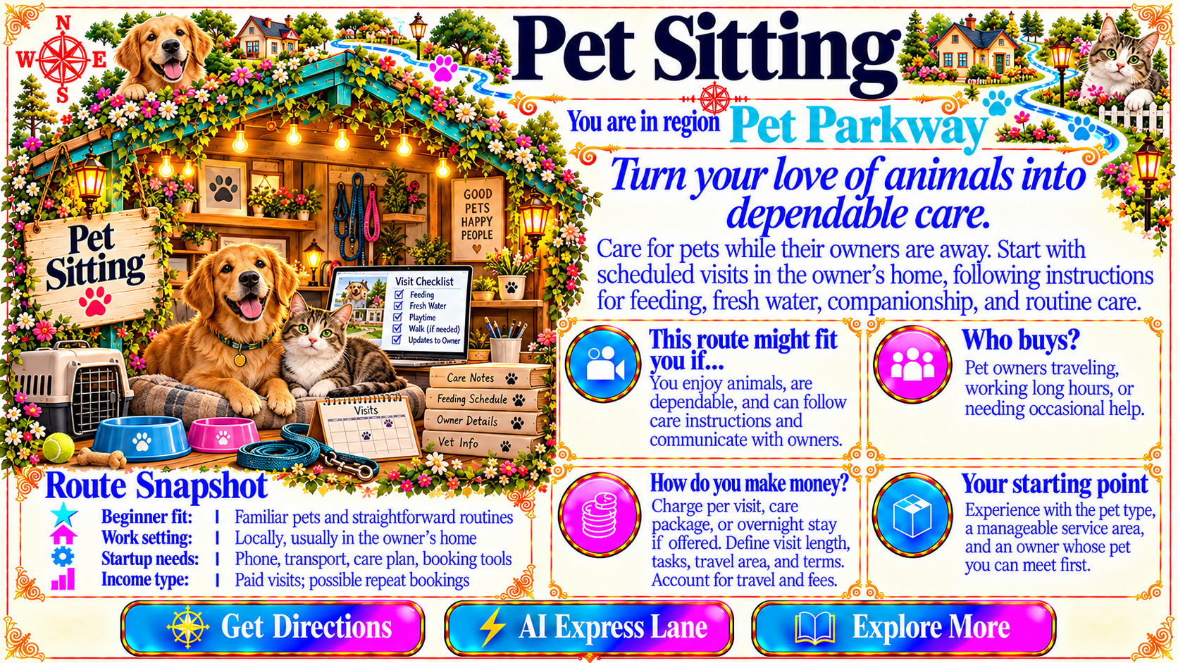 Pet Sitting — Route Overview original artwork
