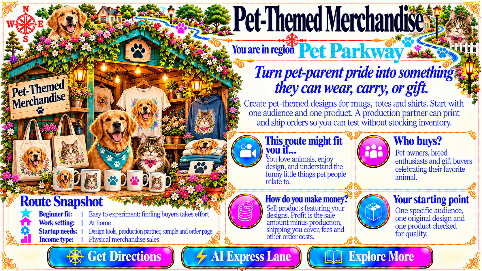 Pet Themed Merchandise — Route Overview original artwork