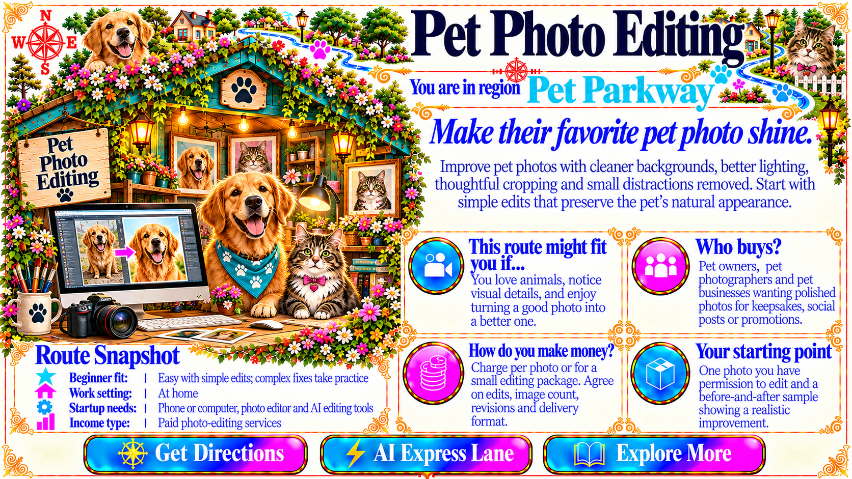 Pet Photo Editing — Route Overview original artwork