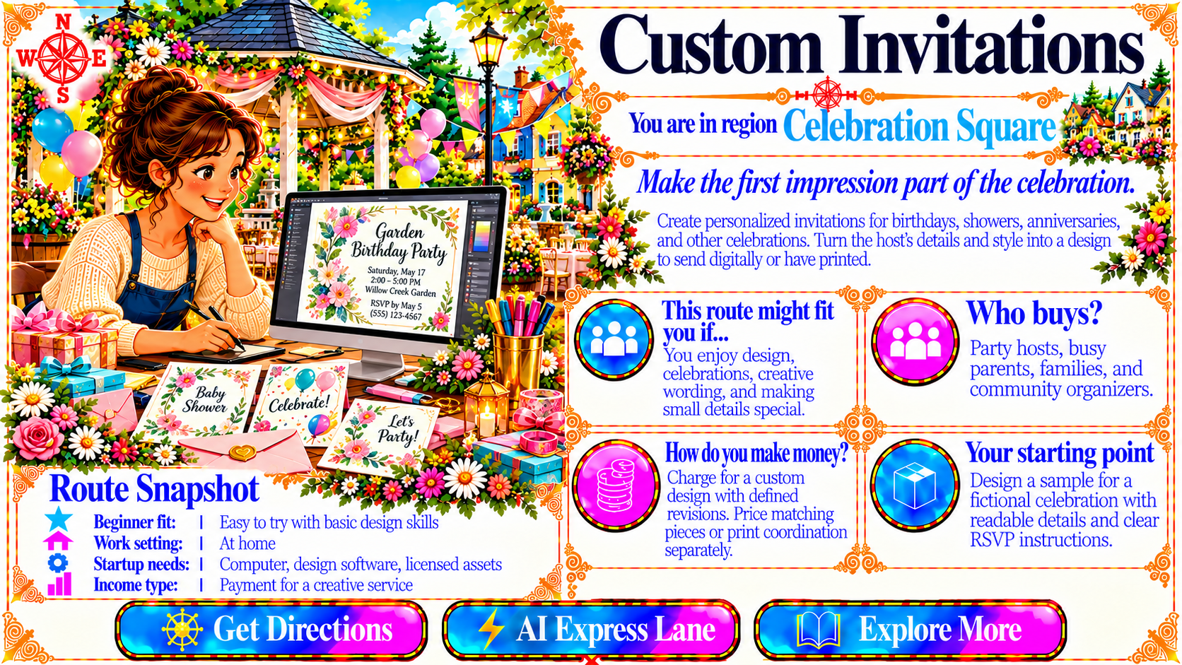 Custom Invitations — Route Overview original artwork