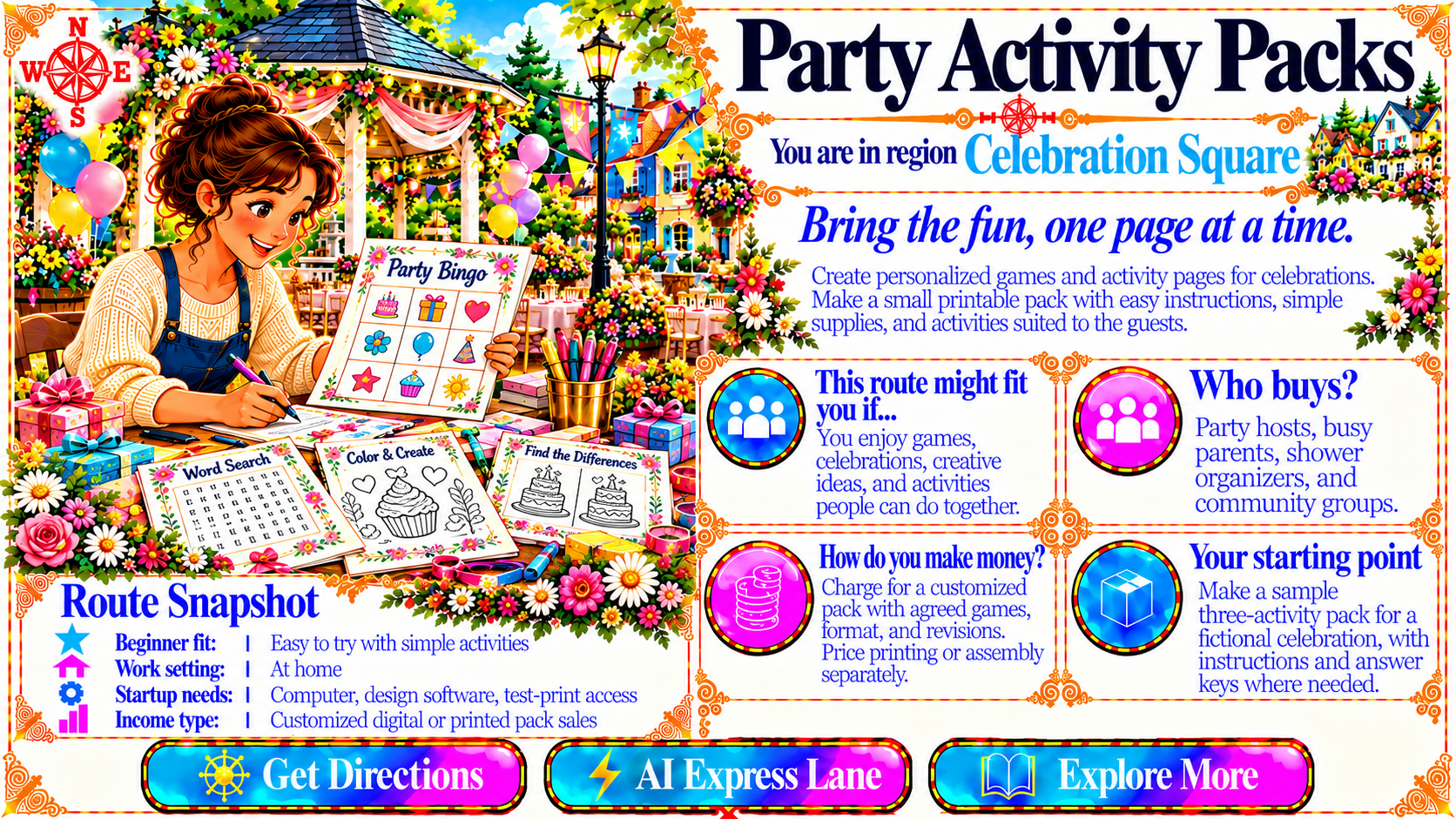 Party Activity Packs — Route Overview original artwork
