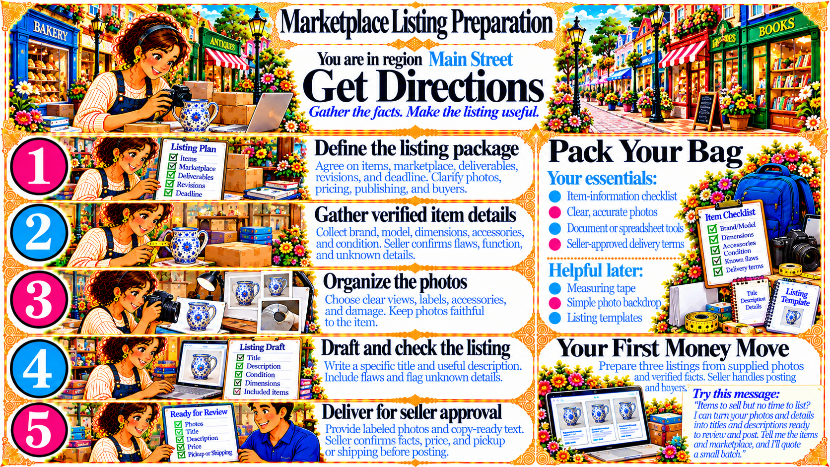 Marketplace Listing Preparation — Get Directions original artwork