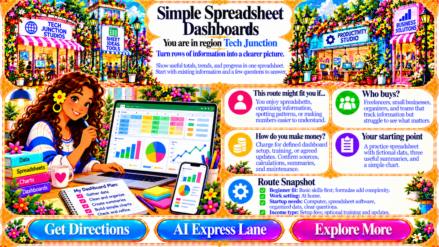Simple Spreadsheet Dashboards — Route Overview original artwork